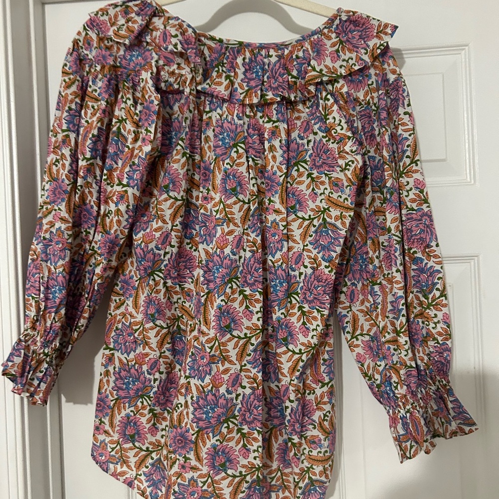 Vibrant Floral Ruffle Blouse